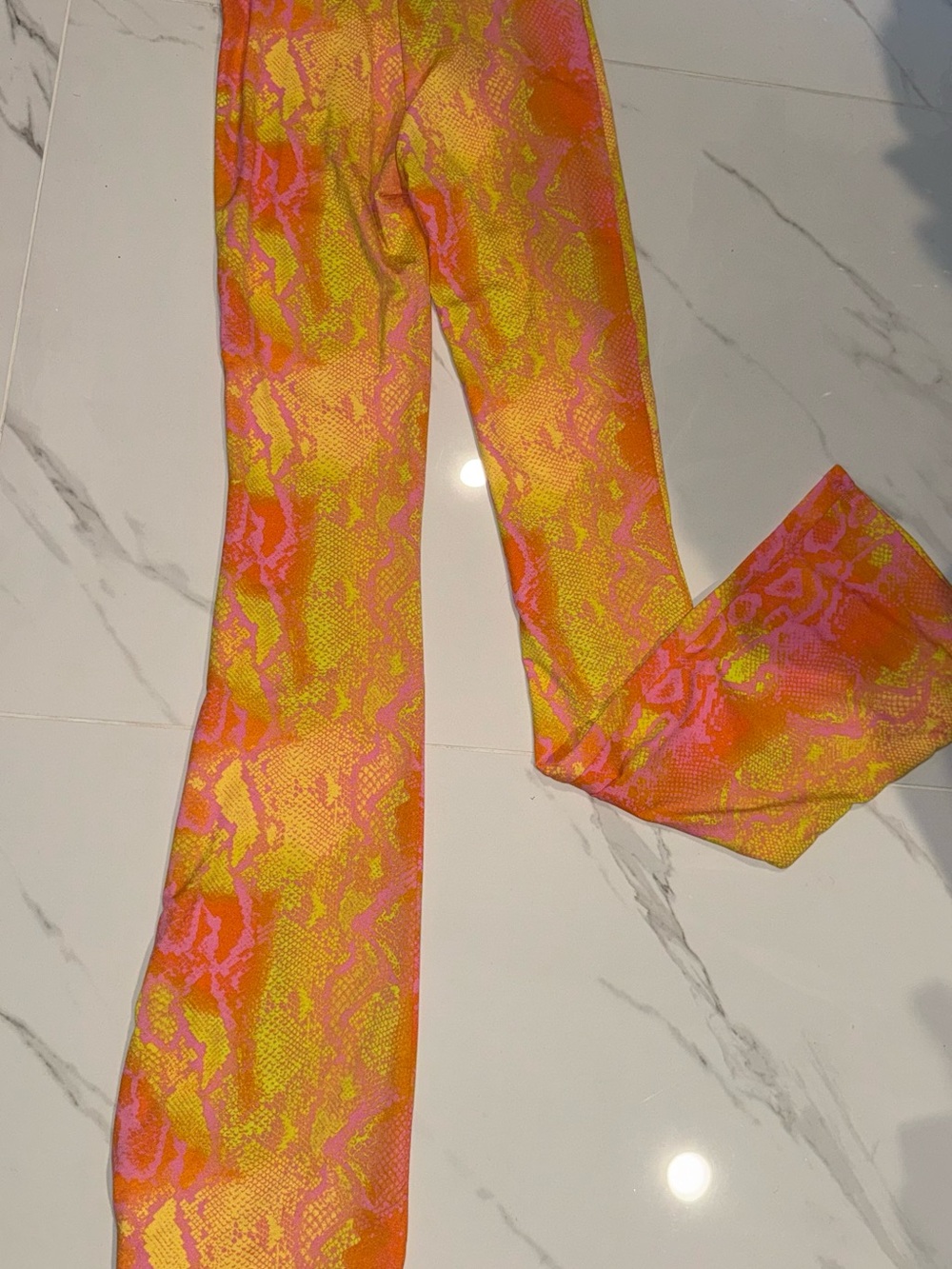 naked wardrobe Neon Pink & Orange Patterned Flare Leggings